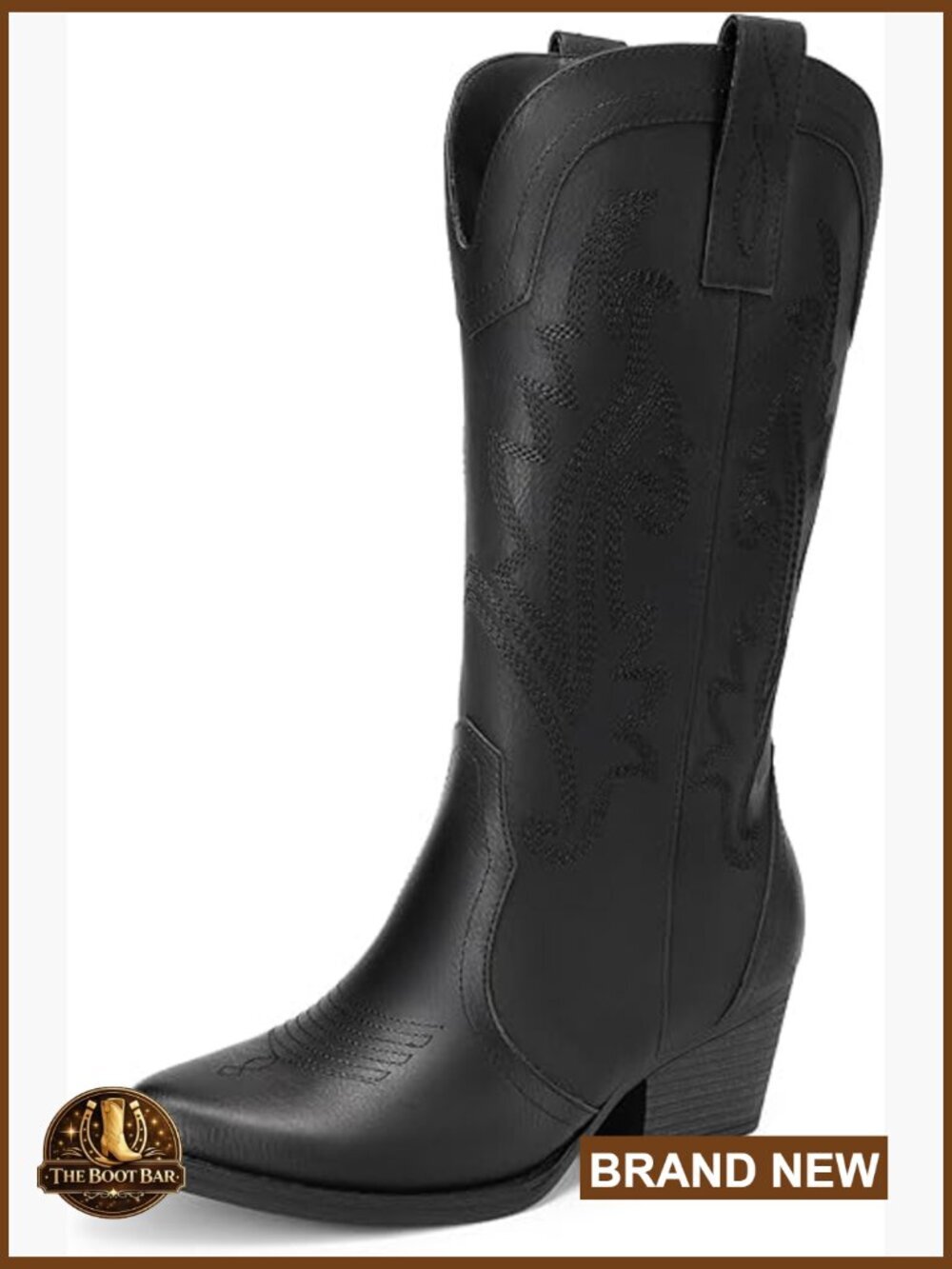 Women's Embroidered Western Cowgirl Boots Mid Calf Low Heel Party Concert